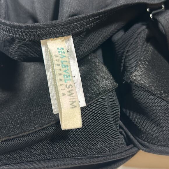 Sea Level Swim Black Eco Essentials Cross Front One Piece Swimsuit Size 4 - Picture 6 of 8